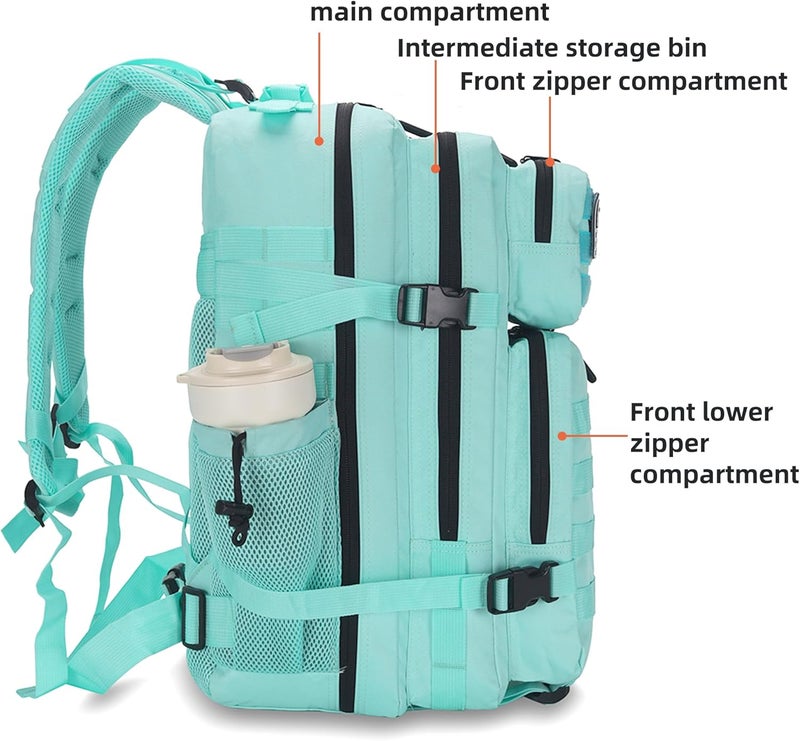 Lovelinks21 45L Tactical Assault Backpack 3 day assault pack with Molle Waterproof backpack Rucksack for Tactical Backpacks (Mint Green) - Image 3